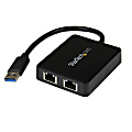 StarTech.com USB 3.0 To Dual Port Gigabit Ethernet Adapter NIC With USB Port