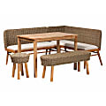 bali & pari Denver Natural Seagrass And Acacia Wood 5-Piece Dining Nook Set, 32-3/4”H x 73-1/4”W x 57-15/16”D, Brown/White/Natural 1 thumbnail image