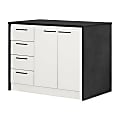 South Shore Myro 48"W Kitchen Island, Faux Black Stone/White