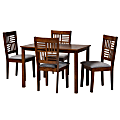 Baxton Studio Deanna Modern 5-Piece Dining Set, 29-3/16”H x 43-5/16”W x 27-9/16”D, Gray/Walnut Brown