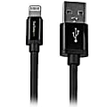 StarTech.com 2m (6ft) Long Black Apple 8-pin Lightning Connector to USB Cable for iPhone / iPod / iPad - 6.56 ft Lightning/USB Data Transfer Cable for iPod, iPad, iPhone