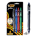 BIC® Gel-ocity Quick-Dry Retractable Gel Pens, Medium Point, 0.7 mm, Assorted Barrel, Assorted Ink, Pack Of 4 Pens