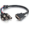 C2G 1.5ft Premium VGA Male to RGBHV (5-BNC) Female Video Cable