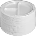 Genuine Joe 3-section Plastic Plates - 125 / Pack - Disposable - White - Plastic Body - 500 / Carton 1 thumbnail image