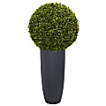 Nearly Natural Boxwood 30" Artificial Topiary Plant With Cylinder Planter