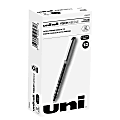 uni-ball® Vision™ Needle Liquid Ink Rollerball Pens, Fine Point, 0.7 mm, Gray Barrel, Black Ink, Pack Of 12