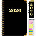 2025-2026 Global Excello Brands Large Print Hardcover Fashion Weekly/Monthly Planner, 5-1/2” x 8", Black Gold Numbers, November 2025 To December 2026 1 thumbnail image