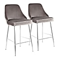 LumiSource Marcel Contemporary Glam Counter Stools, Chrome/Silver, Set Of 2 Stools