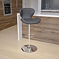 Flash Furniture Contemporary Mid-Back Adjustable Bar Stool, Chrome/Gray