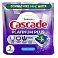 Cascade Platinum Plus ActionPacs Dishwasher Detergent Pods, Fresh Scent, 3 Pods Per Pack, Case Of 30 Packs