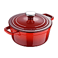 Masterpro Bergner Iron Dutch Oven With Lid, 2 Qt, Red