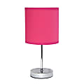 Creekwood Home Nauru Petite Metal Stick Table Lamp, 11-7/8"H, Hot Pink Shade/Chrome Base