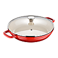 Masterpro Bergner 3.5-Quart Iron Braiser With Glass Lid, 12", Red 1 thumbnail image