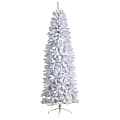 Nearly Natural Fir 84”H Slim Artificial Christmas Tree With Bendable Branches, 84”H x 29”W x 29”D, White