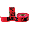 B O X Packaging Barricade Tape, Danger, 3" Core, 3" x 333 Yd., Black/Red, Case Of 4