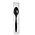 Dixie® Individually Wrapped Polystyrene Heavyweight Cutlery, Teaspoons, Black, Carton Of 1,000 Teaspoons