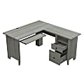 Inval 54"W Contemporary L-Shaped Corner Desk, Smoke Oak