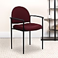 Flash Furniture Comfortable Stackable Steel Side Chair With Arms, Burgundy/Black 1 thumbnail image