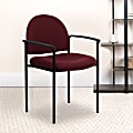 Flash Furniture Comfortable Stackable Steel Side Chair With Arms, Burgundy/Black