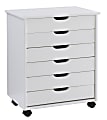 Linon Casimer 6-Drawer Wide Rolling Home Office Storage Cart, White 1 thumbnail image