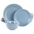 Gibson Home Siam 12-Piece Round Stoneware Dinnerware Set, Blue 1 thumbnail image