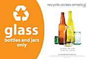Recycle Across America Glass Standardized Recycling Label, GLASS-5585, 5 1/2" x 8 1/2", Orange