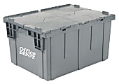 Office Depot® Brand Attached-Lid Storage Tote, 15"H x 20"W, x 28"D, Gray 1 thumbnail image