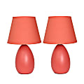 Simple Designs Mini Egg Oval Ceramic Table Lamp, 9-1/2"H, Orange, Set Of 2 Lamps