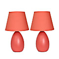 Simple Designs Mini Egg Oval Ceramic Table Lamp, 9-1/2"H, Orange, Set Of 2 Lamps 1 thumbnail image