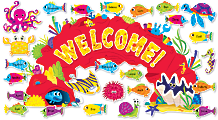 Scholastic Ocean Welcome! Bulletin Board Set, Set Of 52 Pieces