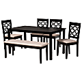 Baxton Studio Gabriel 6-Piece Dining Set, 29-1/8"H x 59-5/8"W x 35-7/16"D, Sand/Dark Brown 1 thumbnail image