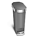 simplehuman Slim Plastic Step Trash Can, 10.5 Gallon, Gray 1 thumbnail image