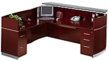 Mayline® Napoli Reception Station, With Return And 2 Pedestals, Mahogany 1 thumbnail image