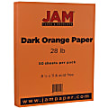 JAM Paper® Color Multi-Use Printer & Copy Paper, Dark Orange, Letter (8.5" x 11"), 50 Sheets Per Pack, 28 Lb