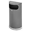 Rubbermaid® Commercial Half-Round Steel Flat-Top Waste Receptacle, 9 Gallons, 34-3/4"H x 11-1/2" x 20-1/2"D, Anthracite Metallic/Chrome