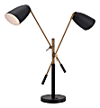 Zuo Modern Tanner Table Lamp, 28 1/8"H, Brass Shade/Matte Black Base