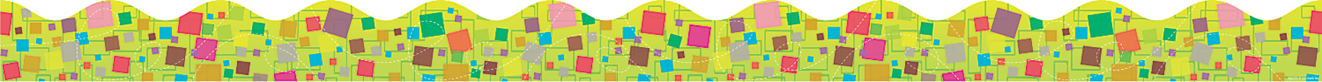 Scholastic Scalloped Trimmer, Graphic Squares, 2 1/4" x 36', Multicolor