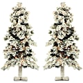 Fraser Hill Farm Snowy Alpine Trees With Clear Lights, 2', Set Of 2