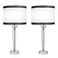 LumiSource Diamond Stacked Contemporary Table Lamps, 25-3/4”H, Dark Gray & Off-White Shade/Polished Nickel Base, Set Of 2 Lamps