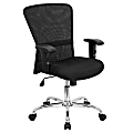 Flash Furniture Contemporary Mesh Mid-Back Swivel Task Chair With Adjustable Arms, Black/Chrome