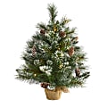 Nearly Natural Frosted Pine Artificial Christmas Tree, 2’