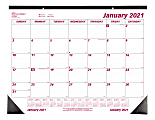 Brownline® Classic Monthly Desk Pad Calendar, 17" x 22", Burgundy/Gray, January to December 2021, C1731