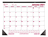 Brownline® Classic Monthly Desk Pad Calendar, 17" x 22", Burgundy/Gray, January to December 2021, C1731 1 thumbnail image