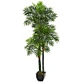 Nearly Natural Triple Areca Palm 66”H Artificial Tree With Pot, 66”H x 13”W x 13”D, Green