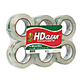 Duck® HD Clear™ Heavy-Duty Packaging Tape, 1-7/8" x 109.4 Yd., Crystal Clear, Pack Of 6 Rolls