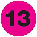 Tape Logic® Permanent Inventory Labels, DL1354, Number 13, Round, 3", Fluorescent Pink, Roll Of 500 1 thumbnail image