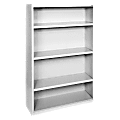 Lorell® Fortress Series Steel Modular Shelving Bookcase, 4-Shelf, 60"H x 34-1/2"W x 13"D, Light Gray
