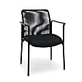 OFM Essentials Padded Fabric Seat, Mesh Back Stacking Chair, 17 1/2" Seat Width, Black Seat/Black Frame, Quantity: 1