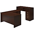Bush Business Furniture Components Elite Bow Front U Station with Standing Height Desk and Storage, 60"W x 36"D, Mocha Cherry, Standard Delivery