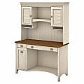 Bush Furniture Fairview Computer Desk With Hutch And Drawers, Antique White/Tea Maple, Standard Delivery